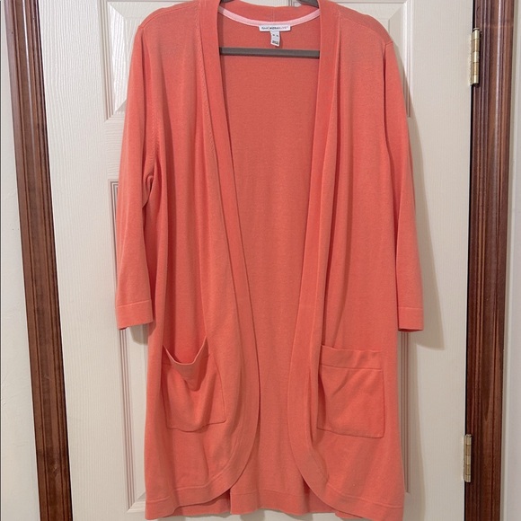 Isaac Mizrahi Sweaters - Isaac Mizrahi 3/4 Length Sleeve Open Long Cardigan